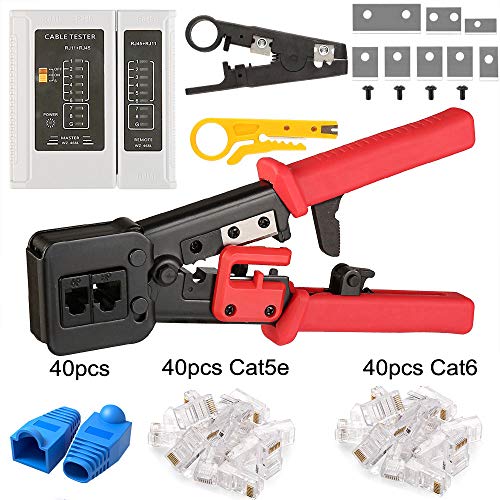 CHZHLM RJ45 Pass Through Crimper Tool Cutter Set for RJ45/RJ12 6P 8P Multi-Function