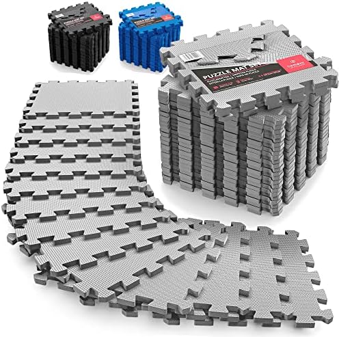 Interlocking Soft Foam Floor Mat - 18 Pieces Protective Gym Flooring Set, Exercise Mats EVA Puzzle Rubber Tiles, Ground Surface Protection Workout Underlay Matting Sports Pool Home Fitness Garage