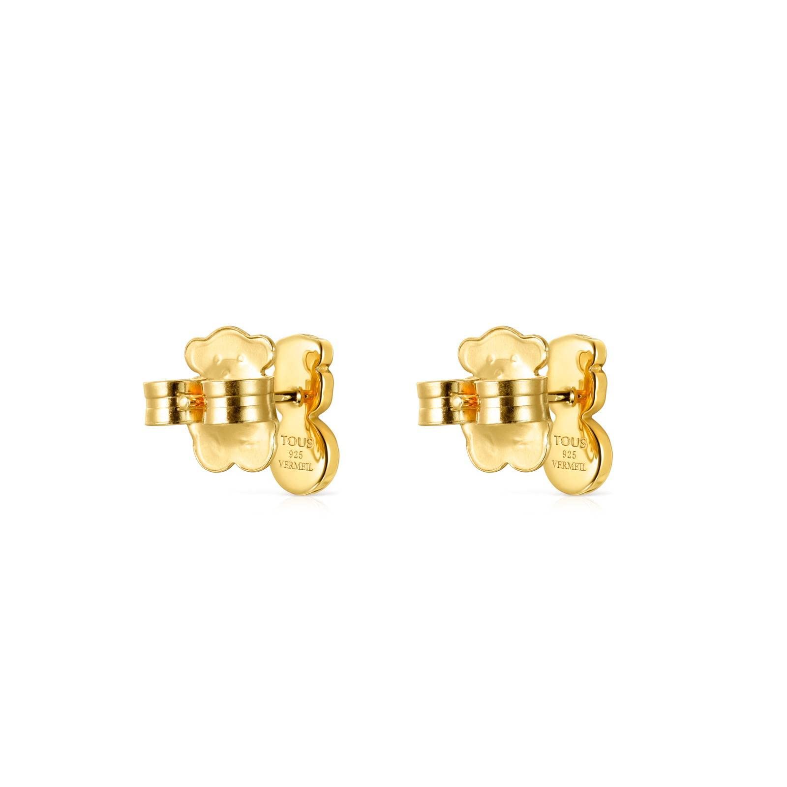 Pendientes con baño de oro 18 kt sobre plata y ónix y perla Glory