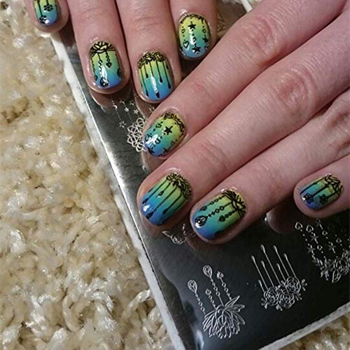 Nail Stamping Plates Set, 5 Nail Design Kit Image Templates Plate 1 Storage Bag Nail Art Printer Set,Flowers Animal Love Tower Nail Art Stamper Supplies #TOP7