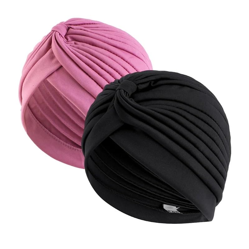 Men & Women, Boys and Girls Stretch Polyester Pagri Headwear Hair Wrap Turban Hat Chemo Beanie Cap Head Scarf Hijab Braid Silky Turban Hats-image-39