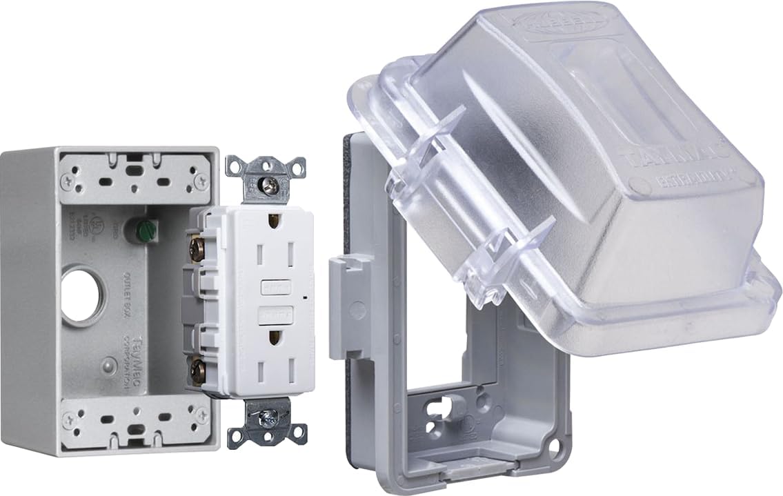 MKG420CS Nonmetallic Extra Duty Complete in-Use Cover 15 Amp WRTR Self Test GFCI Kit, 1-Gang, Clear/Gray