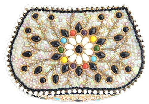 Pochette fantaisie blanc doré haut de gamme en perles C001