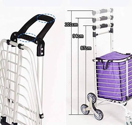 Einkaufstrolley, zusammenklappbarer Einkaufstrolley auf Rädern, mit abnehmbarer Tasche und faltbarem Design, maximale Tragkraft 60 kg, Violett (lila) – Bild 3