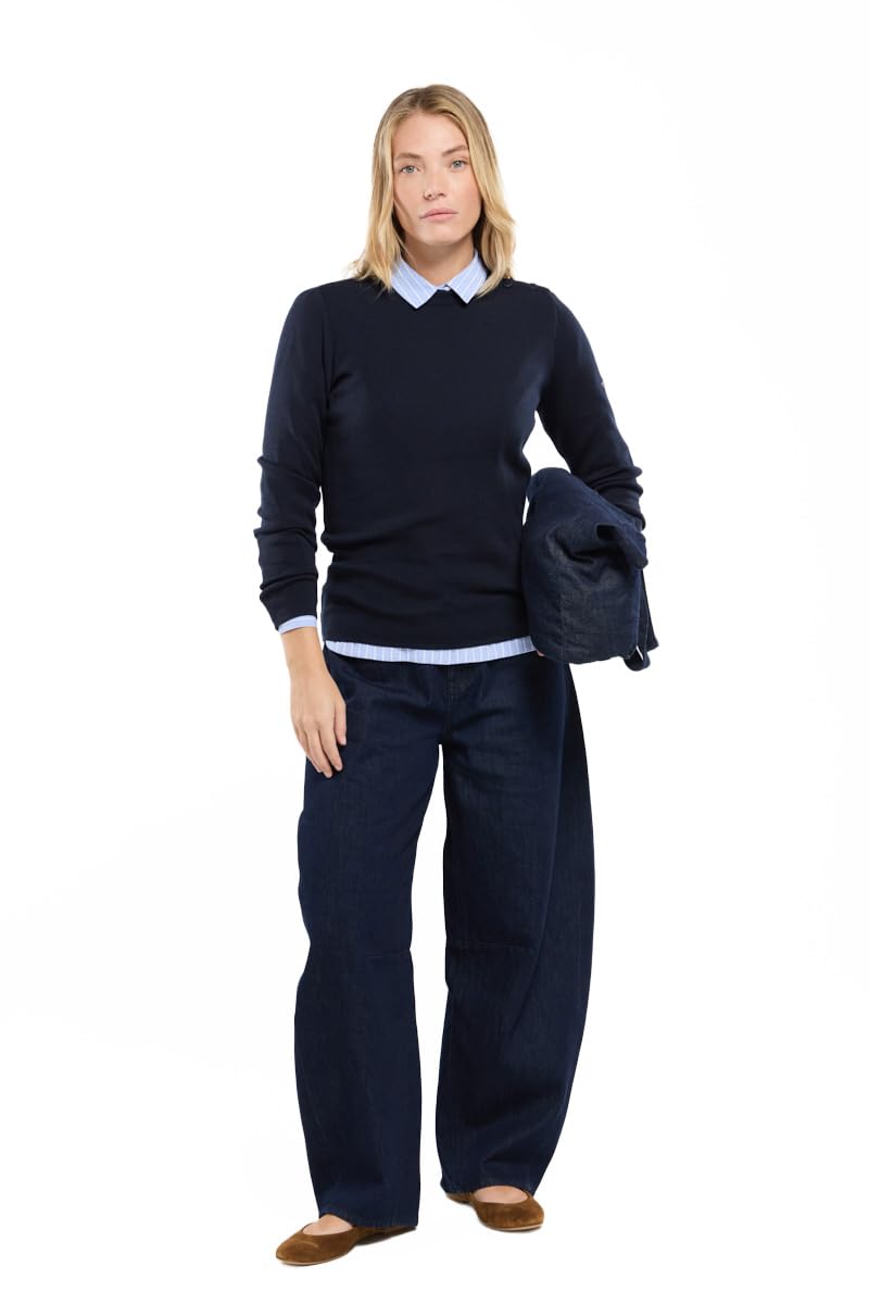Armor-Lux Women's Bleu (D85 Rich Navy D85) Armor Lux Briac Marin Striped Sweater - Merino Wool, Rich Navy, 8