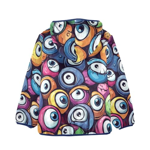 Colorful Eyeballs Girls Fleece Jacket Girls Fall Jacket Girls Zip Up Hoodie Girls Sherpa Jacket 2-10T2