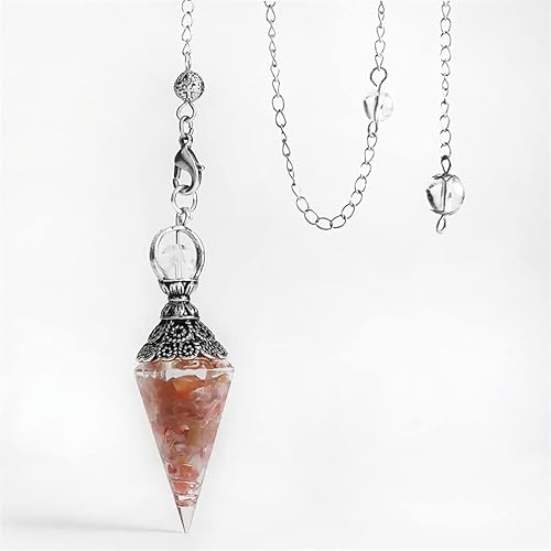 Miniatura 8 de DouuYuhet 2 piezas de péndulo de cristal de amatista curativo natural resina de cuarzo piedras preciosas de reiki colgante de pirámide energía para