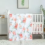 La Premura Watercolor Floral Crib Bedding Set for Girls, 3 Piece Standard Size Baby Girl Bedding Crib Set, Cunas para Bebes, Pastel Pink
