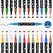 24 Colors Dual Tip Acrylic Paint Marker Pens Set, Multifunctional Acrylic Tips with Laser Pen Body, Professional Acrylic Paint Pens for Wood, Canvas, Rock Painting, Glass, DIY Crafts Art Supplies