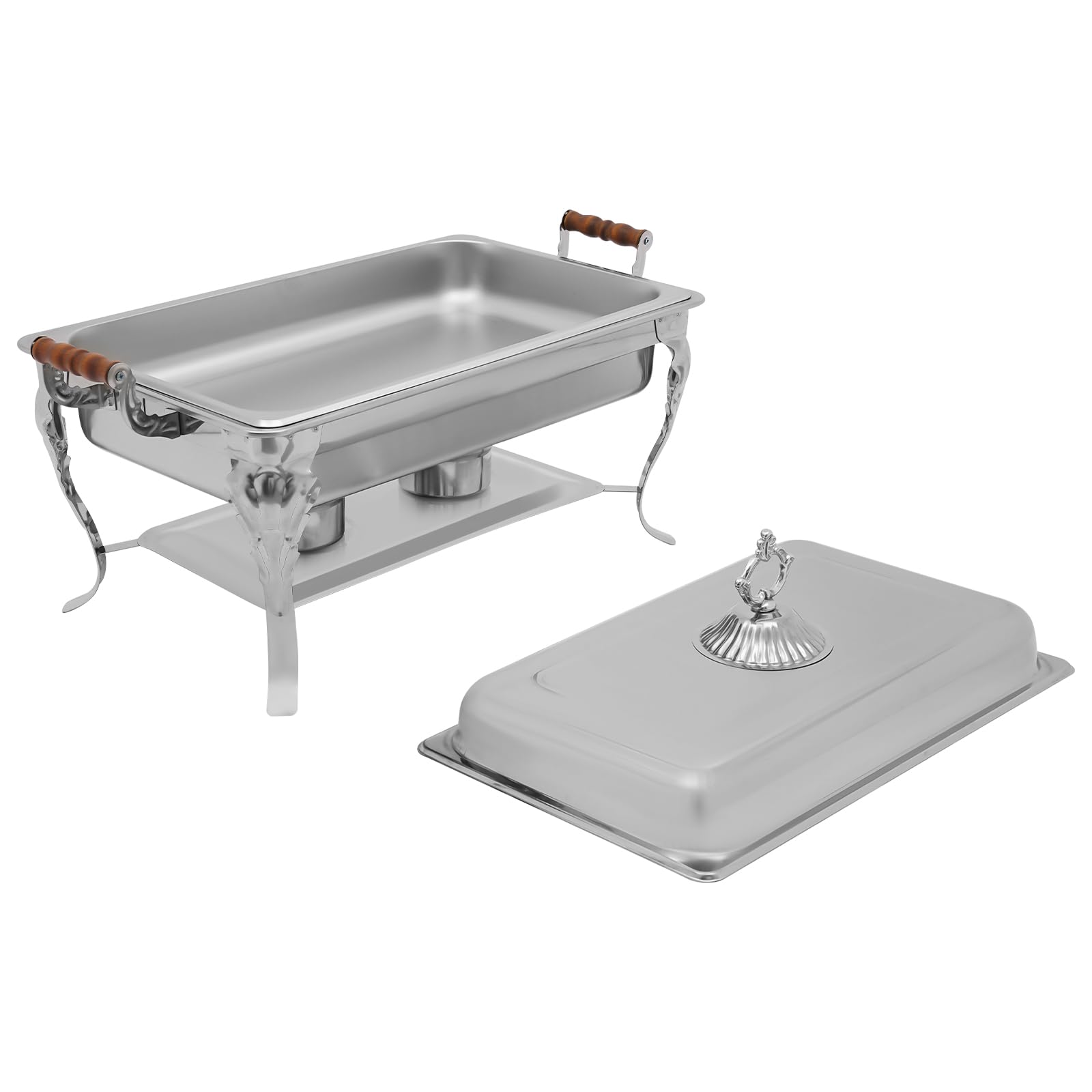 Chafing Dish, set da buffet in acciaio inox, 9 l, per 1-5 persone, per campeggio, picnic, hotel, ristorante, con coperchio e 2 taniche per carburante