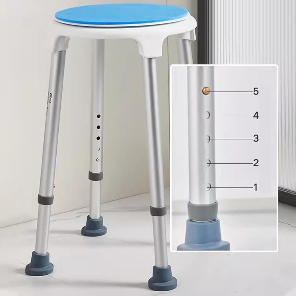 Silla De Ducha Redonda Ajustable, Asiento De Ducha Giratorio De 360 ​​Grados, Taburete De Banco De Baño De Aluminio Resistente, For Personas Mayores, Discapacitados, Embarazadas, Bariátricas