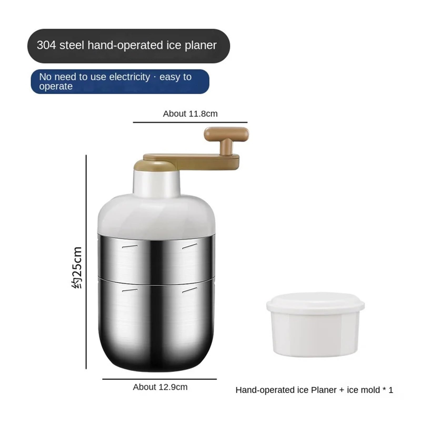Ice Crusher, Stainless Steel Hand Operated Shaved Ice Household Mein Mein Ice Er Manual Sand Ice Machine,for Home, Restaurants & Cafes 2