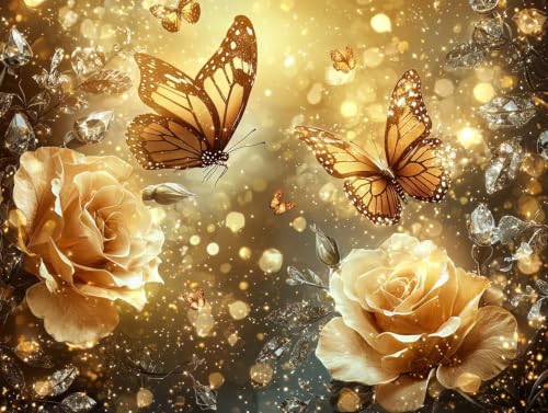 Fleur peinture diamant adulte papillon pour créer une décoration murale salon DIY