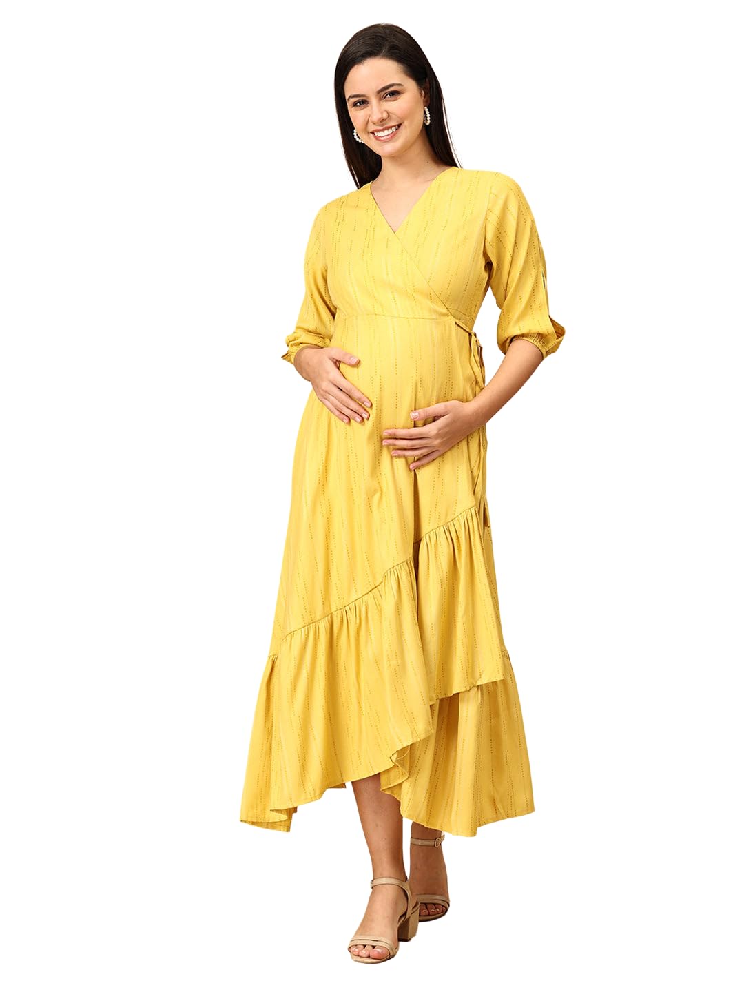 the mom store Maternity and Nursing Wrap Dress for New Mom | Pre and Post Pregnancy Wear for Womens | Trendy Stylish Printed Friendly Dresses for Women | Comfortable-picture-40