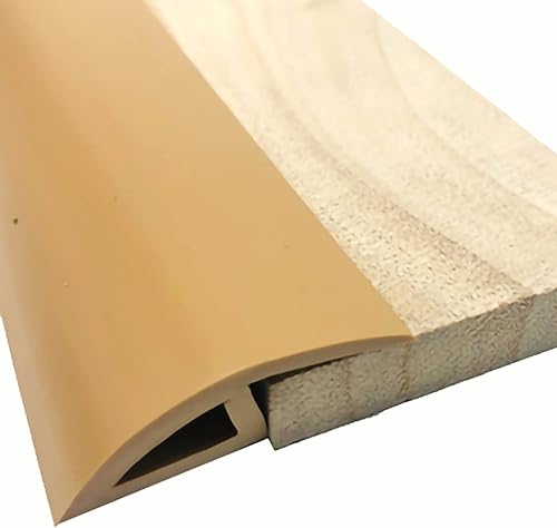 Self Adhesive Floor Transition Strip for Wood to TileCarpet to Tile, PVC Soft Carpet Edge Trim Strips, Threshold Height Less Than 1cm (Light Brown)