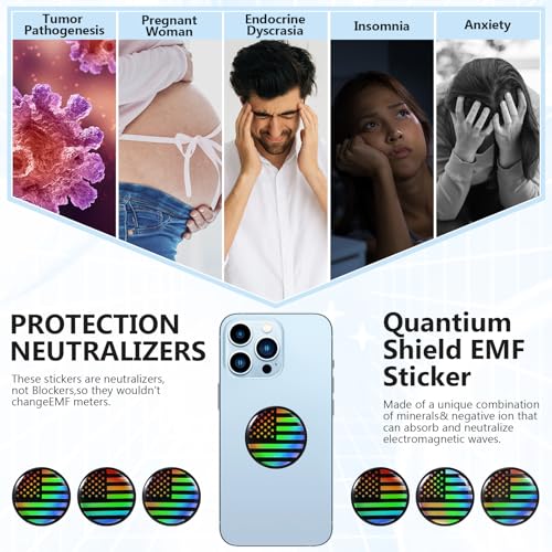 Image of Zonon 18 Pieces Emf Stickers Emf Blocker for Cell Phone Equipment Neutralizers Devices Accessories for Laptops Computers(Flag Style)
