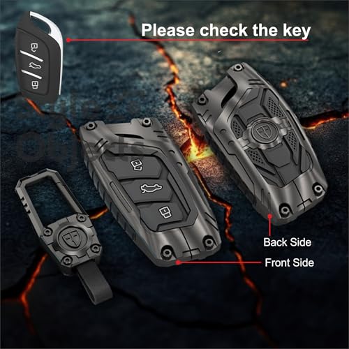 Image of STYLEOBJECT Waterproof Premium Luxury New Transformer Series Soft Silicon Car Key Shell with Keychain & Full Protection 3 Button Metal Smart Car Key Cover for Mg (Astor, ZS EV) Black