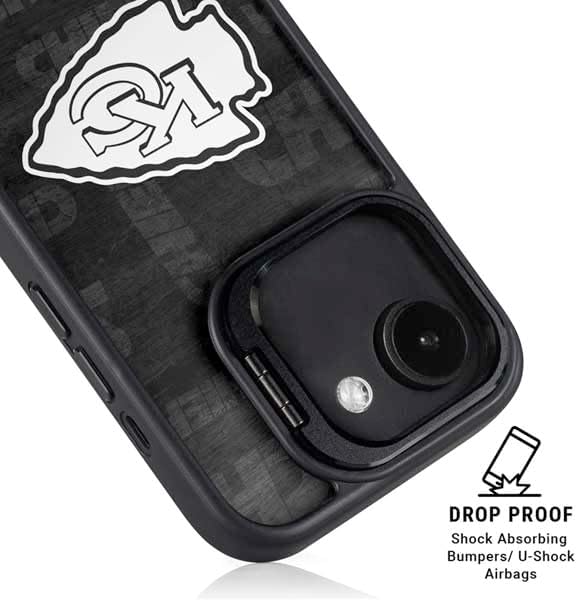 Skinit Kickstand Phone Case Compatible with iPhone 16e - Officially Licensed NFL Kansas City Chiefs Black & White Design