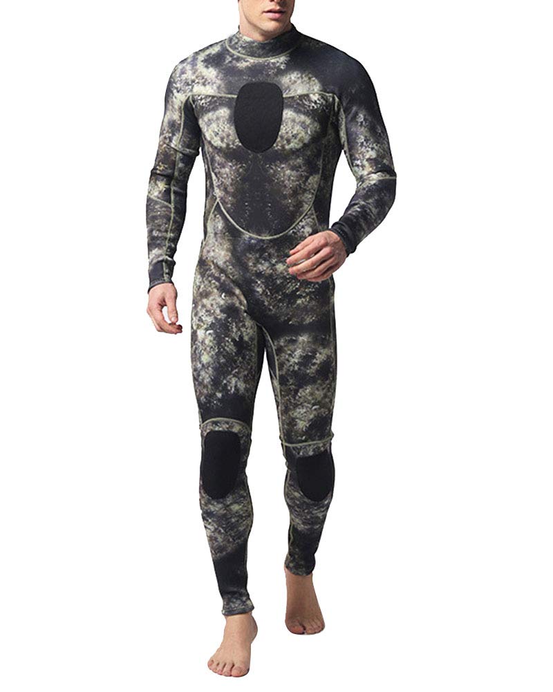 Hombres 3MM Camo Traje Húmedo Traje de Buceo de una Pieza Traje de baño en Neopreno de 3,5 mm para apnea y Pesca submarina