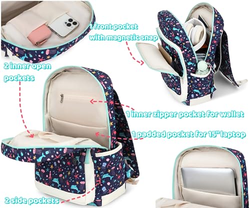 Image of Leaper Cute Laptop Backpack Canvas Bag Daypack Satchel