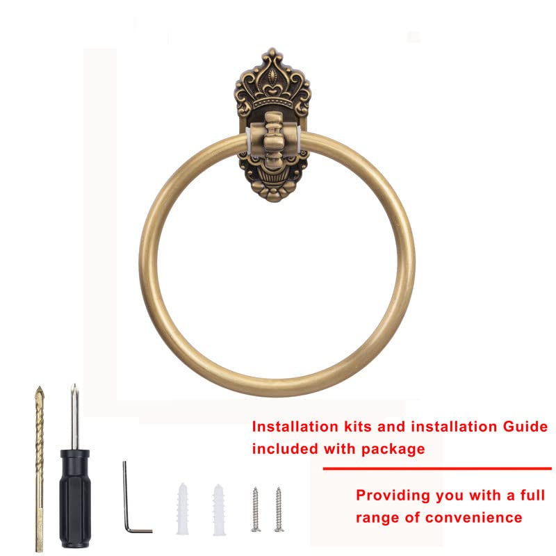 SDH-Bathroom-Towel-Ring-Crown-Themed-Antique-Brass-Towel-Hanger-Wall-Mount-Hand-Towel-Holder-for-Bathroom-Pack-of-1-Heavy-Duty-Decorative-Aluminum-Hanging-Ring-for-Bathroom-Towel-Storage SDH Bathroom Towel Ring Crown Themed Antique Brass Towel Hanger Wall Mount Hand Towel Holder for Bathroom Pack of 1 Heavy Duty Decorative Aluminum Hanging Ring for Bathroom Towel Storage