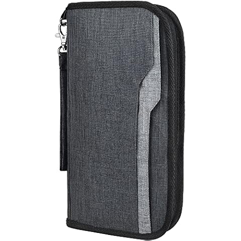 FATMUG Unisex Polyester Passport Holder Cum Document Organizer - Medium Dark Grey Cover