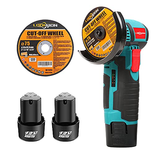 Mini Angle Grinder,12V Cordless Metal Cutter Machine for Grinding,Cutting with Two Battery