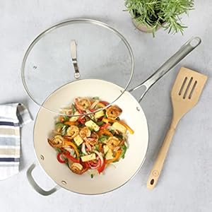 Martha Stewart Lockton 12" Essential Multipurpose Heavy Gauge Aluminum Frypan/Wok Pan w/PFA Free Premium Ceramic Nonstick Interior - Martha Blue Martha Stewart Lockton 12 Essential Multipurpose Heavy Gauge Aluminum FrypanWok Pan wPFA Free Premium Ceramic Nonstick Interior Martha Blue