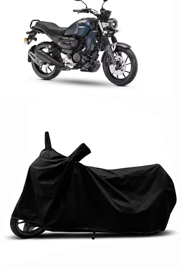 Image of Sheild Heavy Duty Waterproof Scooty & Bike Cover for Yamaha Fzx - UV Resistant, Dustproof & Rain Protection, All-Weather Outdoor Cover for Bikes & Scooty with Buckle Straps(Black)