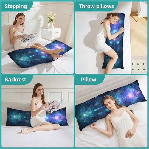 Taie de traversin 60x180 cm double face avec zip invisible bleu
