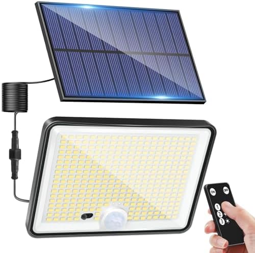 LOTMOS Solar Lights Outdoor, 342LED Remote Solar Security Lights ...