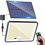 LOTMOS Solar Lights Outdoor, 342LED Remote Solar Security Lights Outdoor Motion Sensor, 3 Modes Garden Light Solar Powered Waterproof Pir Flood Lighting for Yard Shed Garage Outside,Cool White