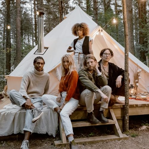 Canvas Bell Tent Yurt Tent 4 Seasons for Camping 100% Cotton Glamping Tents with Stove Jack, Family Camping Outdoor Hunting Party (3M- 9.8FT)