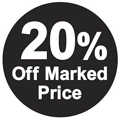 % Off Marked Price Tags 45mm Pack of 100 Black Round Sticker 20% Reduced Stickers Sale Stickers for Retail Store Easy Peel Self Adhesive Sticky Labels Removable Sale Tags for Retail Sticker Labels — image 1