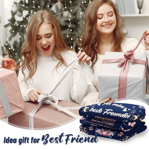 SECOGM Beste Freundin Geschenke, Geschenke für Freundin Decke, Geburtstagsgeschenk für Beste Freundin, Beste Freundin, Flauschig Decke für Beste Freundin, 152cm x 127cm(Marineblau)