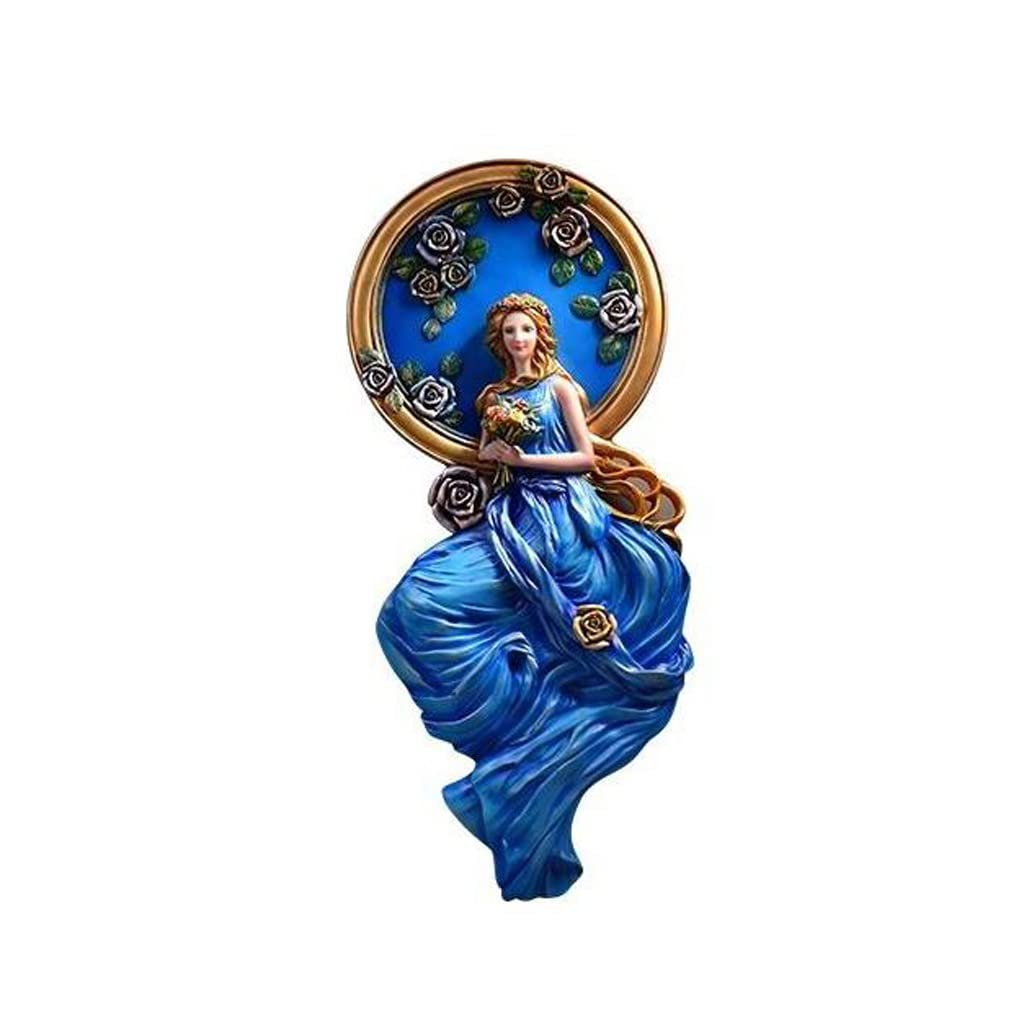 Fond de mur tridimensionnel bleu et suspension murale créative pour aménagement de salon
