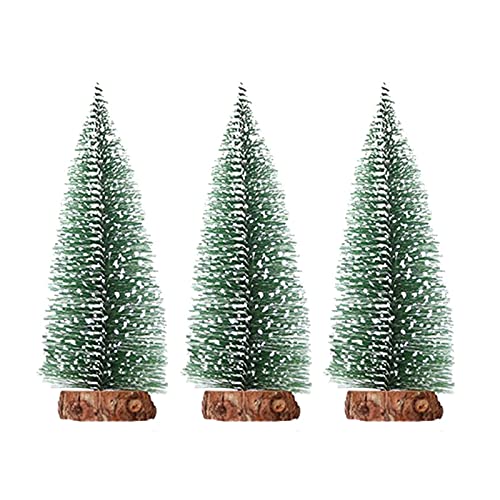 MISNODE Lot de 12 mini sapins de Noël de table de 10 cm avec base en bois, petit sapin artificiel pour Noël, vacances, décoration d'intérieur Cover