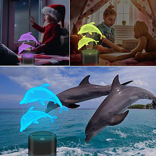 Dauphin lampe 3D océan veilleuse LED enfant avec télécommande lumineuse 16 couleurs