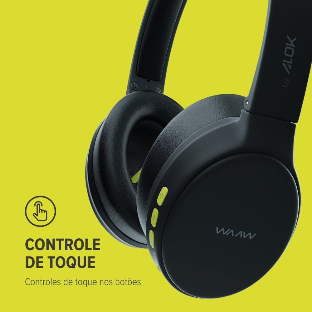 WAAW by ALOK Fone de Ouvido Headphone SENSE 200HB Bluetooth, Até 25h de Autonomia, Microfone, Conexão Multipontos WAAW by ALOK Fone de Ouvido Headphone SENSE 200HB Bluetooth, Até 25h de Autonomia, Microfone, Conexão Multipontos