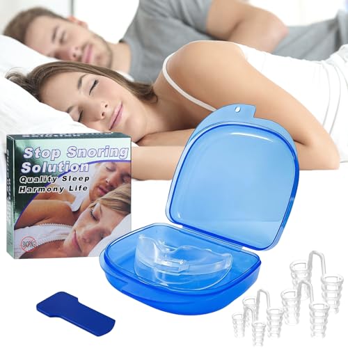Anti Snoring Device - Nose Vents + Mouth Guard, 5 PCS Snore Stopper for Men and Women, Silicone Nasal Dilators Snoring, Nasal Breathers Sleeping Aid for Sleep, Travel