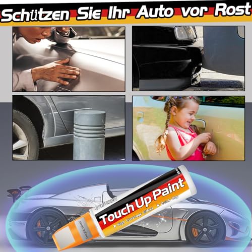 Galitoon Lackstift Auto, Autolackreparatur, 2-in-1-Autolackstift, schnelle und einfache Lösung zur Reparatur kleinerer Autokratzer, 0,8 fl oz Lackstift Weiß Ausbesserungslack für Autos (Silber)