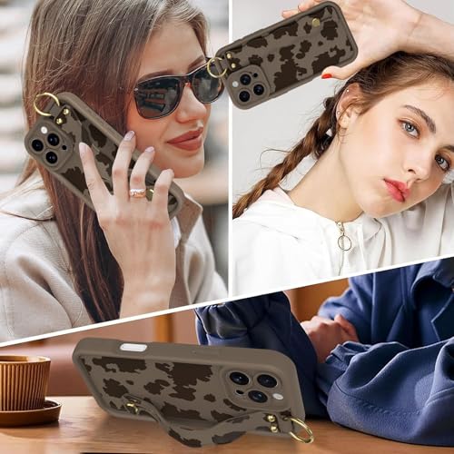 Coque iPhone 16 Pro Max vache laiteuse en silicone avec support et cordon