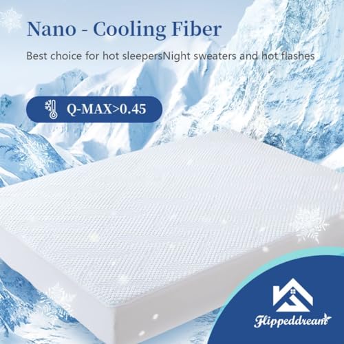 Image of Nano-Cooling Fiber Mattress Protector Full Size (54 inch x 75 inch) 100% Waterproof, Cooling Experience Unrivaled Comfort Perfect for Every Family