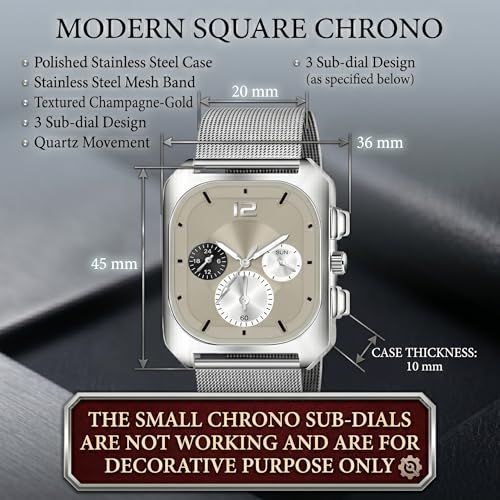 Image of Shocknshop Analog Square Dial Mesh Stainless Steel Strap Watch for Men and Boys -WCH186