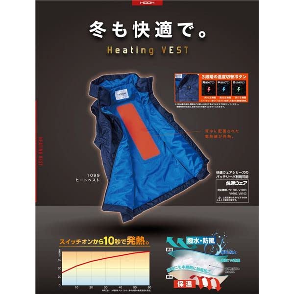 Amazon.co.jp: 村上被服 1077 インナーヒートベスト ブラック LL