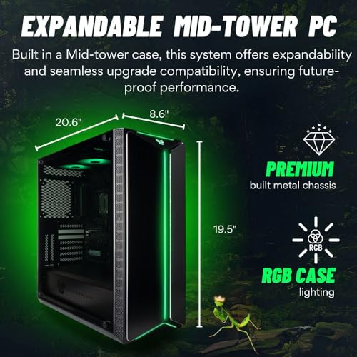 Image of Mantis V2 - RX 9070 XT, AMD Ryzen 9 9950X3D Processor, 32GB DDR5 RAM, 2TB NVMe Gen4 SSD, Gaming Desktop PC, WiFi 7 + BT, RGB Gamer Keyboard+Mouse, 3X DP, HDMI, Windows 11 Pro - Best Prebuilt Computer