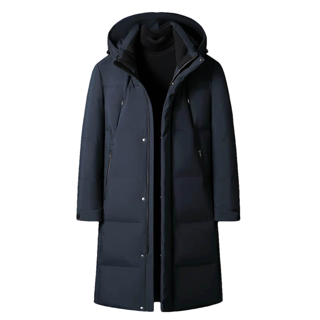 Winter Down Jackets For Men White Duck Down Long Coat Mens Overcoat Hooded Thick Warm Parkas