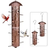 Birdream Metal Bird Feeders for Outdoors Hanging, 23 Inch 8 Ports Tube Bird Feeders, Double Layer Design Wild Bird Feeders, 2.8 Lbs Large Capacity Bird Feeders for Cardinal Finch Sparrow Bluebird