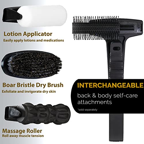 Bearback Back Scratcher: Premium Scratcher For Back & Body. The Original Large Bristled Extendable Folding Long Handle Exfoliating Brush For Adults/Men/Women. Dry/Bath/Shower. (Black) #TOP5