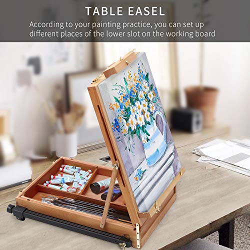 Falling In Art Light Weight French Style Field And Sketchebox Ease With Aluminum Tripod, Adjustable Beechwood Tripod Standing Easel With Drawer, Palette #TOP1